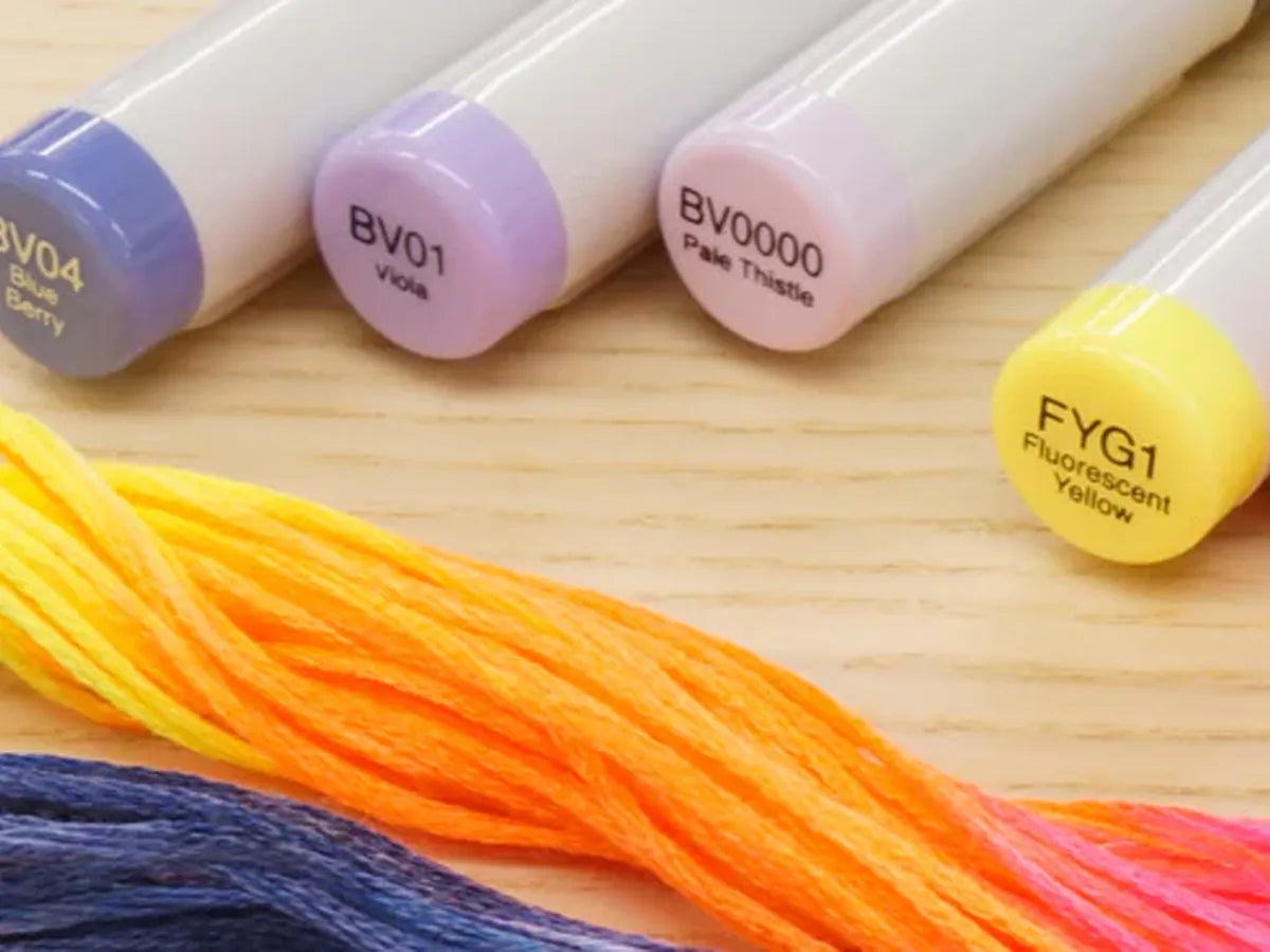 Embroidery thread dying with Copic Ink